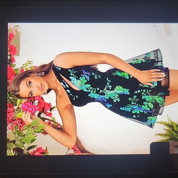 SHEIN Dresses & Skirts - Shein blue green sequence asymmetrical dress